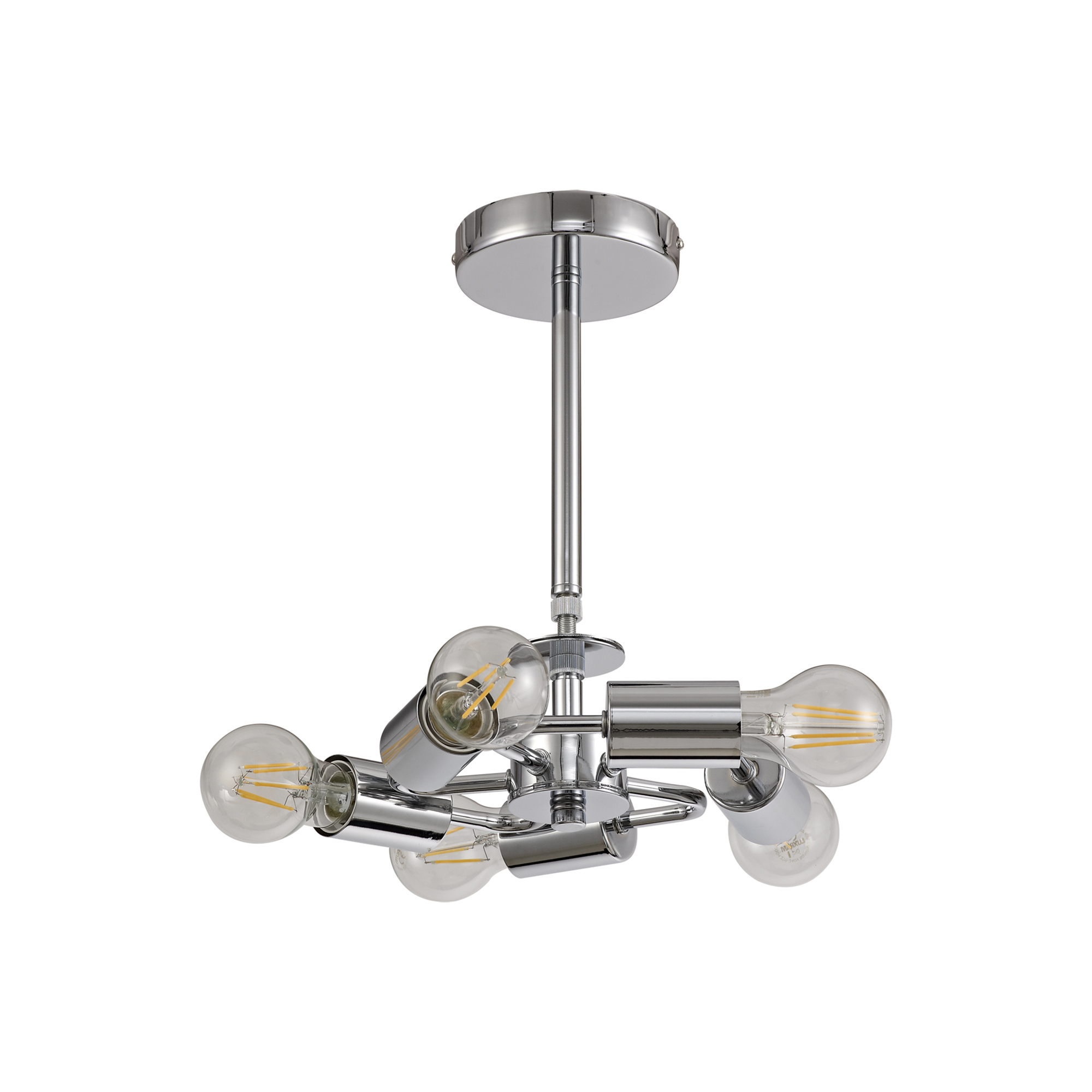 Baymont 45cm Semi Flush 5 Light Polished Chrome, Ivory Pearl DK0722  Deco Baymont